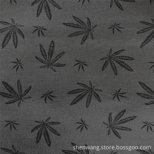Elegant Gray Maple Leaf Bengaline Print Rayon Fabric